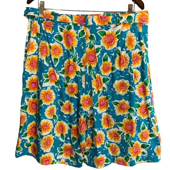 Tabi Vintage Women’s Sunflower Belted Shorts Size 18 (Check Approx Measurements) - Picture 2 of 12